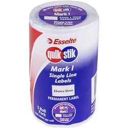 Quikstik Mark I Labels 22x12mm Permanent White
